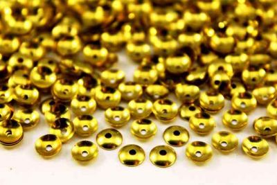 6 mm YUVARLAK ORTADAN DELİK BOMBELİ PUL, HAM PİRİNÇ #556H - 2