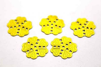 21 mm KALP DESENLİ ORTADAN DELİK PUL, HAM PİRİNÇ #555H - 2