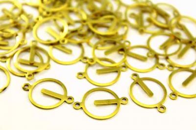 19x13 mm DESENLİ İKİ DELİKLİ PUL, HAM PİRİNÇ #523H - 2