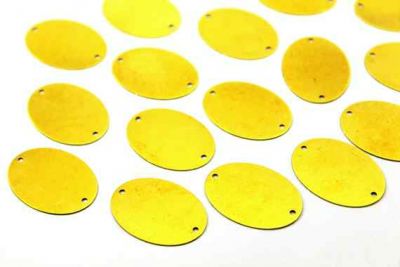 23x32 mm OVAL DESENLİ İKİ DELİK PUL, HAM PİRİNÇ #593H - 2