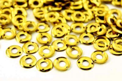 10 mm DESENLİ YUVARLAK İKİ DELİK PUL, HAM PİRİNÇ #486-1H - 2