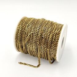 1x3 mm ÇELİK ZİNCİR, EZME ZİNCİR, GOLD RENK, 1. KALİTE KARARMAZ - 2