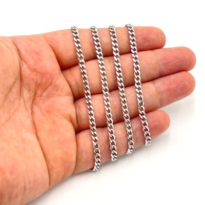 1x3 mm ÇELİK ZİNCİR, EZME ZİNCİR, GÜMÜŞ RENK, 1. KALİTE KARARMAZ - 1