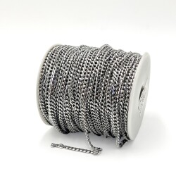 1x3 mm ÇELİK ZİNCİR, EZME ZİNCİR, GÜMÜŞ RENK, 1. KALİTE KARARMAZ - 2