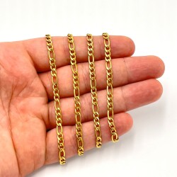 1x3.8 mm ÇELİK ZİNCİR, 3N1 ZİNCİR, GOLD RENK, 1. KALİTE KARARMAZ - 1