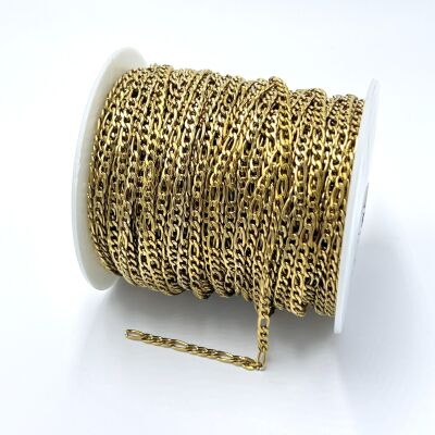 1x3.8 mm ÇELİK ZİNCİR, 3N1 ZİNCİR, GOLD RENK, 1. KALİTE KARARMAZ - 2