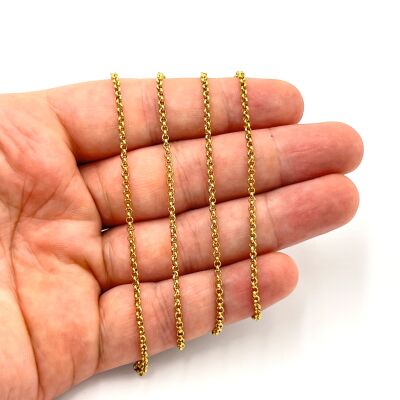 2 mm ÇELİK ZİNCİR, DOÇ ZİNCİR, GOLD RENK, 1. KALİTE KARARMAZ - 1