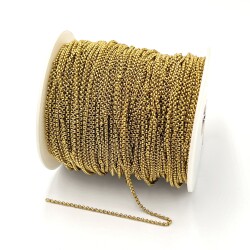 2 mm ÇELİK ZİNCİR, DOÇ ZİNCİR, GOLD RENK, 1. KALİTE KARARMAZ - 2