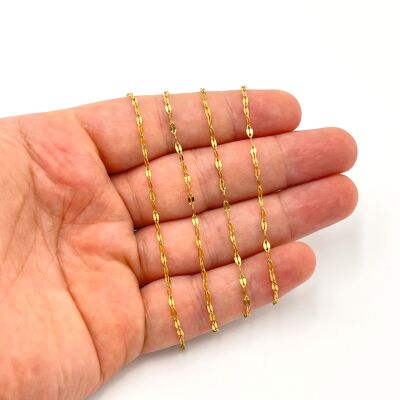 2 mm ÇELİK ZİNCİR, DUDAK ZİNCİR, GOLD RENK, 1. KALİTE KARARMAZ - 1