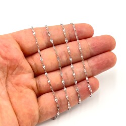 2 mm ÇELİK ZİNCİR, DUDAK ZİNCİR, GÜMÜŞ RENK, 1. KALİTE KARARMAZ - ERTÜRK