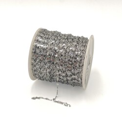 2 mm ÇELİK ZİNCİR, DUDAK ZİNCİR, GÜMÜŞ RENK, 1. KALİTE KARARMAZ - 2