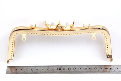 20 CM ÇANTA VE CÜZDAN KULPU, ROSE GOLD RENK, BEYAZ İNCİLİ, KOD-37R - 2