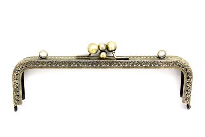 20 CM İKİ BÖLMELİ ÇANTA KULPU, ANTİK SARI RENK, KOD-28AS - 2