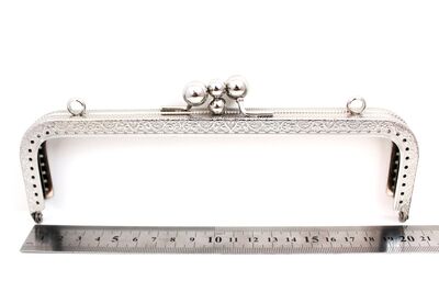 20 CM İKİ BÖLMELİ ÇANTA KULPU, NİKEL RENK, KOD-28N - 2
