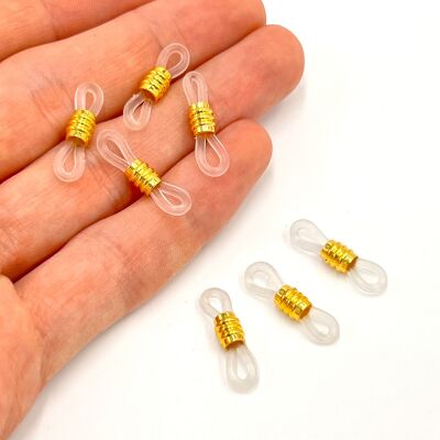 20 mm, BÜYÜK GÖZLÜK LASTİĞİ, BEYAZ PLASTİK, SARI METAL - 1