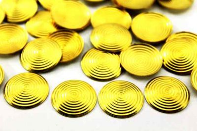 20 mm DESENLİ YUVARLAK DELİKSİZ BOMBELİ PUL, HAM PİRİNÇ #668H-DELİKSİZ - 2