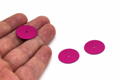 20 mm PLASTİK PUL PAYET, NAKIŞ PULU, DÖKME PUL, ORTADAN DELİK, FUŞYA RENK - 3
