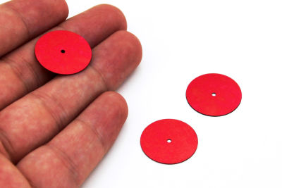 20 mm PLASTİK PUL PAYET, NAKIŞ PULU, DÖKME PUL, ORTADAN DELİK, KIRMIZI RENK - 3