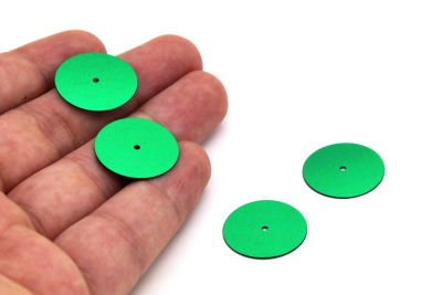 20 mm PLASTİK PUL PAYET, NAKIŞ PULU, DÖKME PUL, ORTADAN DELİK, KOYU YEŞİL RENK - 3