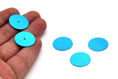 20 mm PLASTİK PUL PAYET, NAKIŞ PULU, DÖKME PUL, ORTADAN DELİK, TURKUAZ RENK - 3
