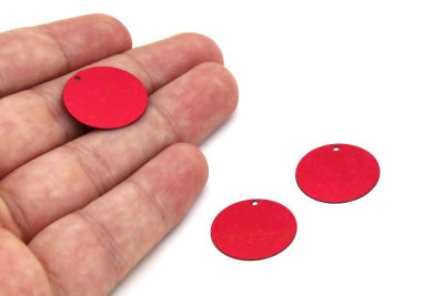 20 mm PLASTİK PUL PAYET, NAKIŞ PULU, DÖKME PUL, YAN DELİK, KIRMIZI RENK - 3