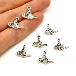 20 mm SALLANTI UÇ, TUĞRA DESENLİ, ZAMAK DÖKÜM, BOYALI GÜMÜŞ KAPLAMA - ERTÜRK