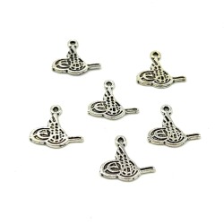 20 mm SALLANTI UÇ, TUĞRA DESENLİ, ZAMAK DÖKÜM, BOYALI GÜMÜŞ KAPLAMA - 2