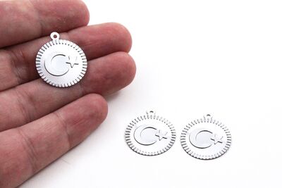 20 mm YUVARLAK AYYILDIZ MODEL PLASTİK PUL PAYET, GÜMÜŞ RENK - 3