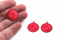 20 mm YUVARLAK AYYILDIZ MODEL PLASTİK PUL PAYET, KIRMIZI RENK - Thumbnail