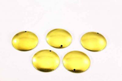 20 mm YUVARLAK BOMBELİ TEK DELİK PUL, HAM PİRİNÇ #528H-TEK-DELİK - 2
