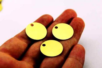 20 mm YUVARLAK TEK BÜYÜK DELİKLİ PUL, HAM PİRİNÇ #527H - 3
