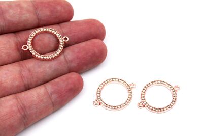 20 mm - YUVARLAK DESENLİ TAŞLI TAKI APARATI, ROSE KAPLAMA - 2