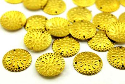 20 mm YUVARLAK BOMBELİ İKİ DELİK PUL, HAM PİRİNÇ #390H-BOMBELİ - 2