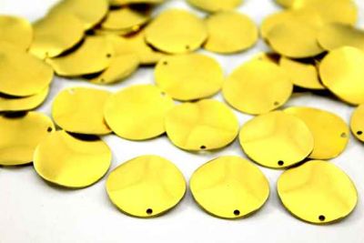 20 mm YUVARLAK DALGALI YAN DELİK PUL, HAM PİRİNÇ #63H-YAMUK-YAN-DELİK - 2