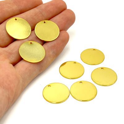 20 mm, YUVARLAK PUL, LAZER MARKALAMA PULU, PİRİNÇ MALZEME, LAK KAPLAMA, TEL KALINLIĞI 0.80 MM - 1