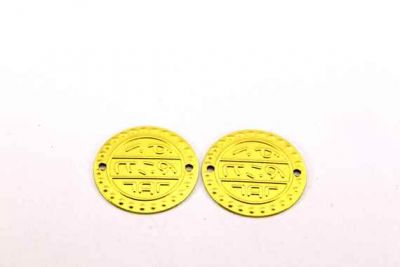 20 mm YUVARLAK DESENLİ ÇİFT DELİK, HAM PİRİNÇ #1072H - 3