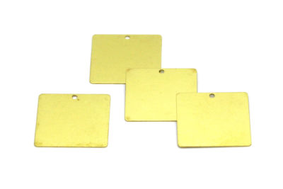20x20 mm DÜZ KARE TEK DELİK PUL, HAM PİRİNÇ #1300H - 2
