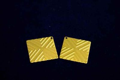 20x20 mm KARE TEK DELİK PUL, HAM PİRİNÇ #1071H - 2