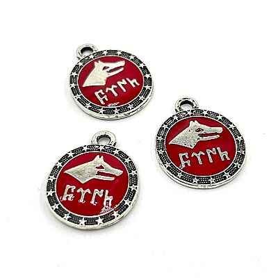 21x26 mm SALLANTI UÇ, GÖKTÜRKÇE TÜRK YAZILI ZAMAK DÖKÜM UÇ, BOYALI GÜMÜŞ KAPLAMA, KIRMIZI MİNELİ - 2