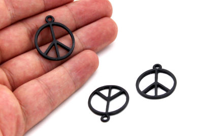 22 mm BARIŞ İŞARETİ DESENLİ SALLANTI ZAMAK DÖKÜM, SİYAH RENK - 2
