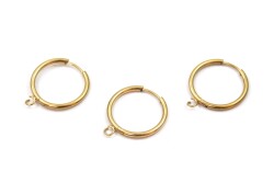 22 mm, ÇELİK KÜPE KANCASI KULPLU, GOLD RENK, 1. KALİTE KARARMAZ - ERTÜRK