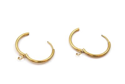 22 mm, ÇELİK KÜPE KANCASI KULPLU, GOLD RENK, 1. KALİTE KARARMAZ - 2
