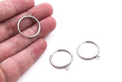 22 mm, ÇELİK KÜPE KANCASI KULPLU, GÜMÜŞ RENK, 1. KALİTE KARARMAZ - 2