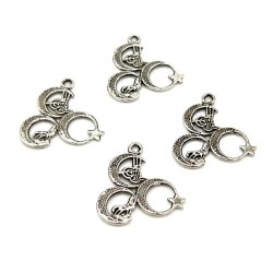 22 mm SALLANTI UÇ, ÜÇ HİLAL DESENLİ, ZAMAK DÖKÜM, BOYALI GÜMÜŞ KAPLAMA - 2