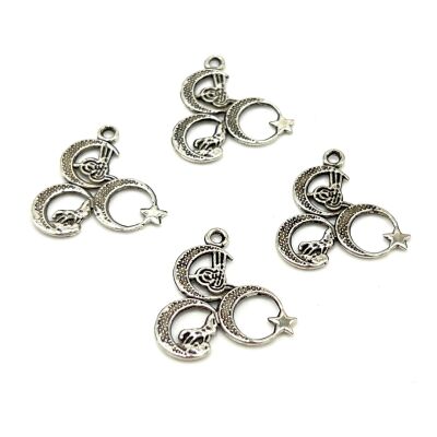 22 mm SALLANTI UÇ, ÜÇ HİLAL DESENLİ, ZAMAK DÖKÜM, BOYALI GÜMÜŞ KAPLAMA - 2