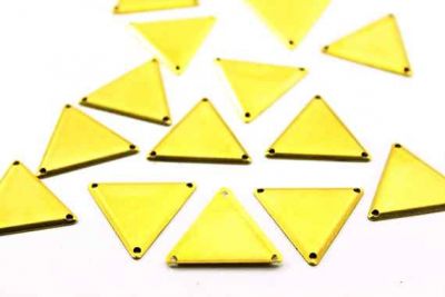 22x25 mm ÜÇGEN ÜÇ DELİK PUL, HAM PİRİNÇ #745H - 2