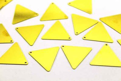 25x25 mm ÜÇGEN DESENLİ TEK DELİK PUL, HAM PİRİNÇ #1089H - 2