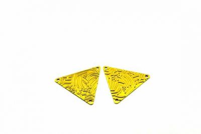 22x25 mm ÜÇGEN DESENLİ ÜÇ DELİKLİ PUL, HAM PİRİNÇ #887H-ÜÇ-DELİK - 2