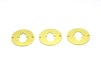 23 mm FATIMA ELİ DESENLİ YUVARLAK PUL, HAM PİRİNÇ - 2