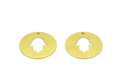 23 mm FATIMA ELİ DESENLİ YUVARLAK PUL, HAM PİRİNÇ - 2